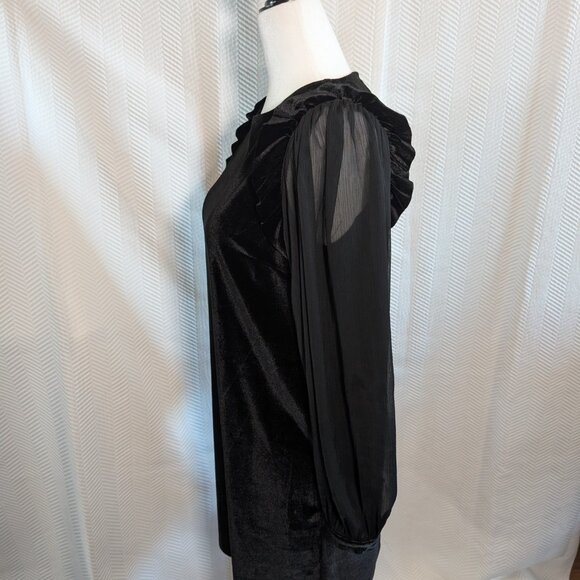 Molly Bracken Black Velvet Dress Sheer Puff Sleeves Size XS - S Whimsigoth - Picture 3 of 14